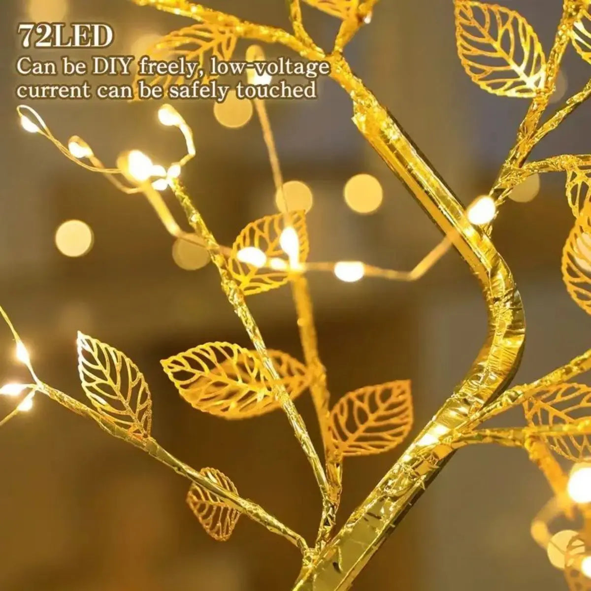 72 LED Golden Leaf Touch Tree Light - Image 2