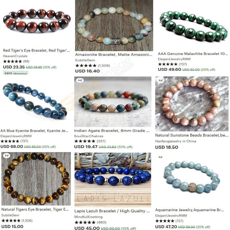 Natural 8mm Assorted Stone Round Beads – 15" Strand for DIY Jewelry Making - Image 6