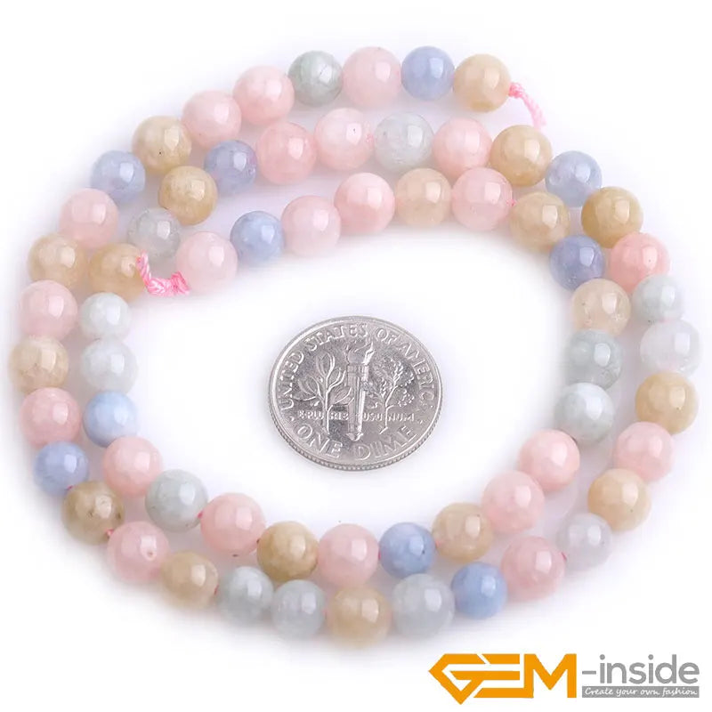 Multicolor Morganite (Morgan Jade) Round Beads – 15" Strand for DIY Jewelry Making (6mm / 8mm / 10mm) - Image 3