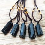 Black Tourmaline Pendant – Rough Natural Stone Healing Necklace