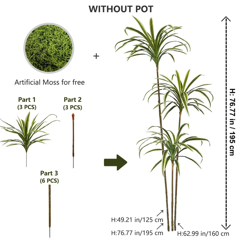 Artificial Dracaena Fake Plant Large Detachable Ornament Realistic - Image 11