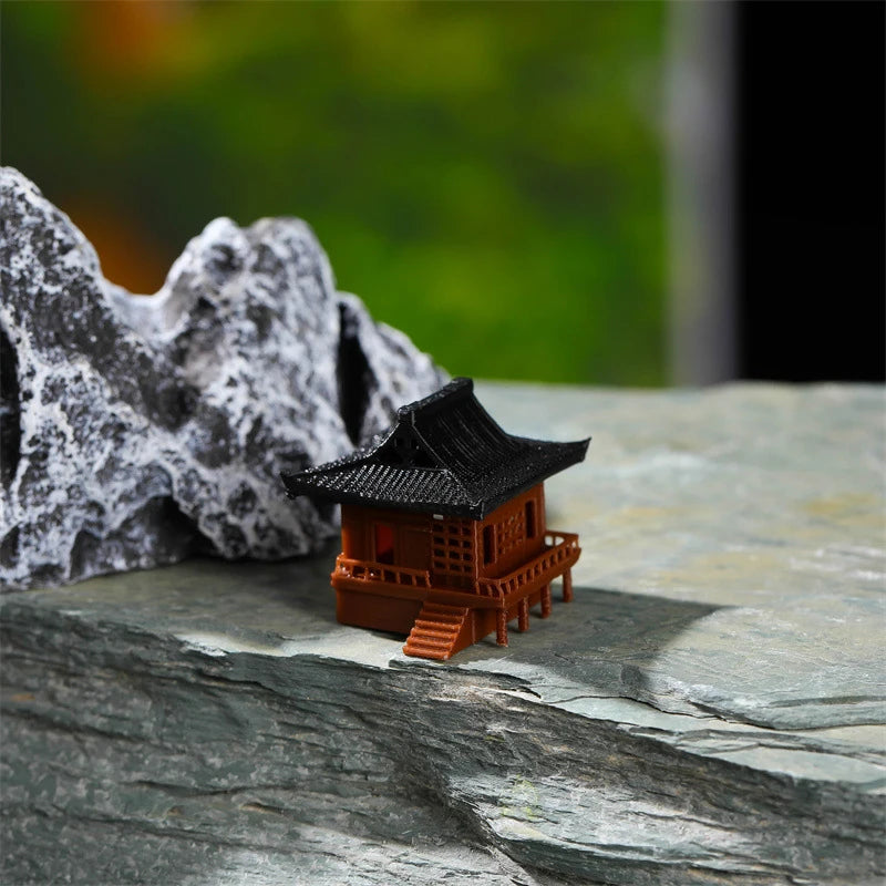 Chinese Classical Architecture Min Pavilion Ornament – Zen Micro Landscape Decor for Fish Tank & Desktop Display - Image 5