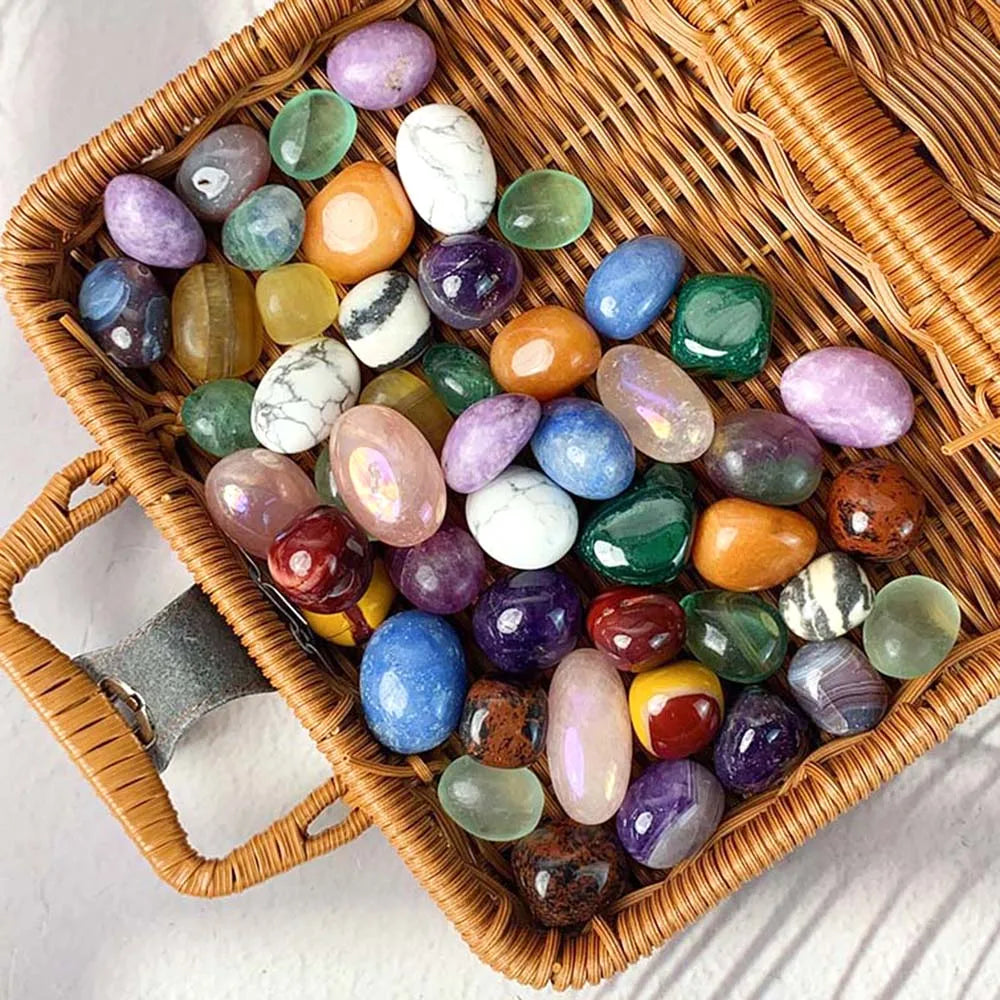 Natural Crystal Gemstone Tumbled Stones – Healing Reiki Decor for Home, Aquarium & Feng Shui