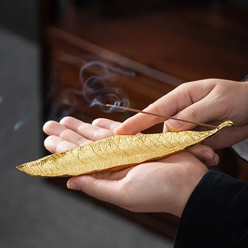 Incense Holder Ash Catcher Long Leafs Censer Meditation Home Decor - Image 3
