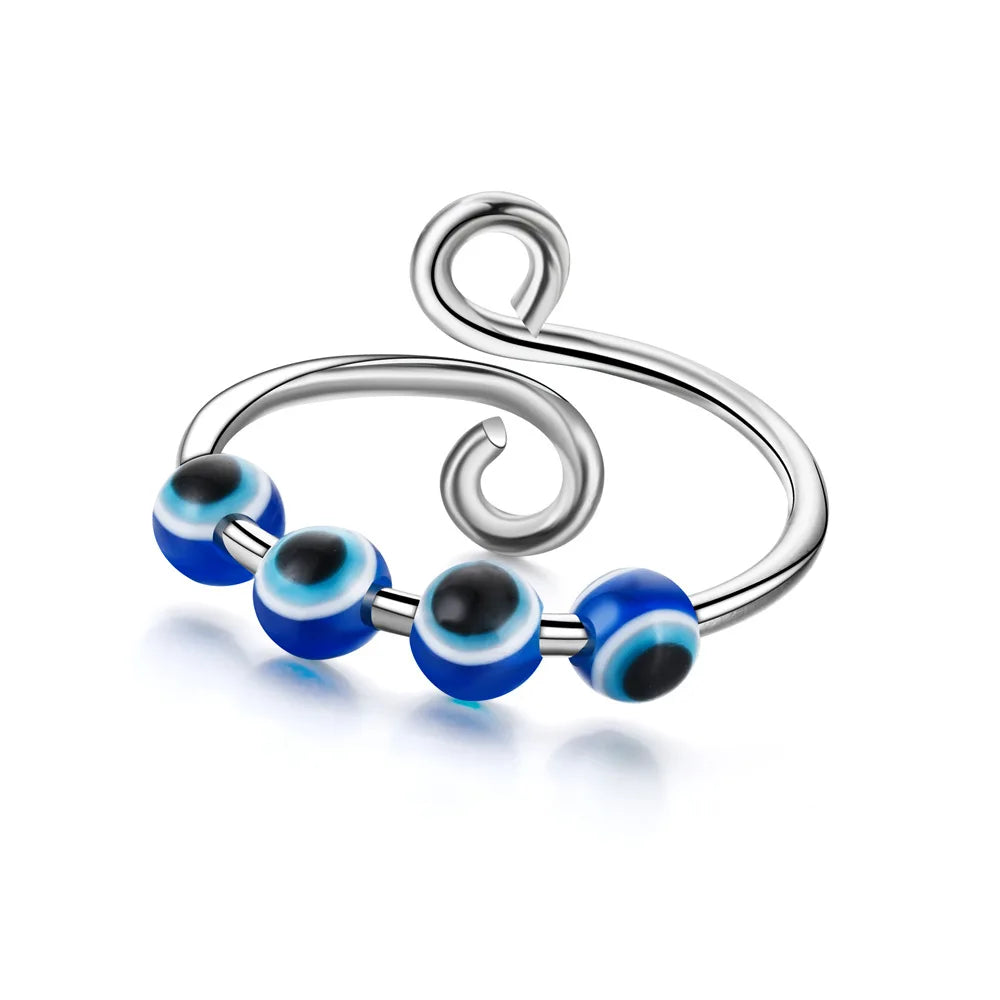 Fashion Anxiety Fidget Rings – Adjustable Stainless Steel Rotatable Bead Rings for Women - Image 13