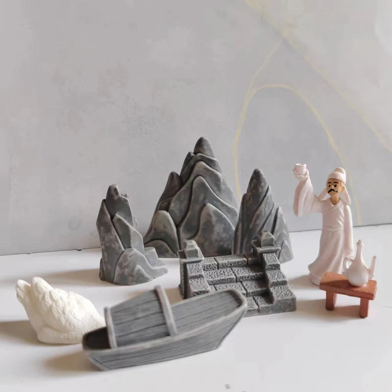 8pcs Mixed Japanese Courtyard Bridge Miniatures – Fairy Garden & Bonsai Decor Figurines for DIY Crafts - Image 5