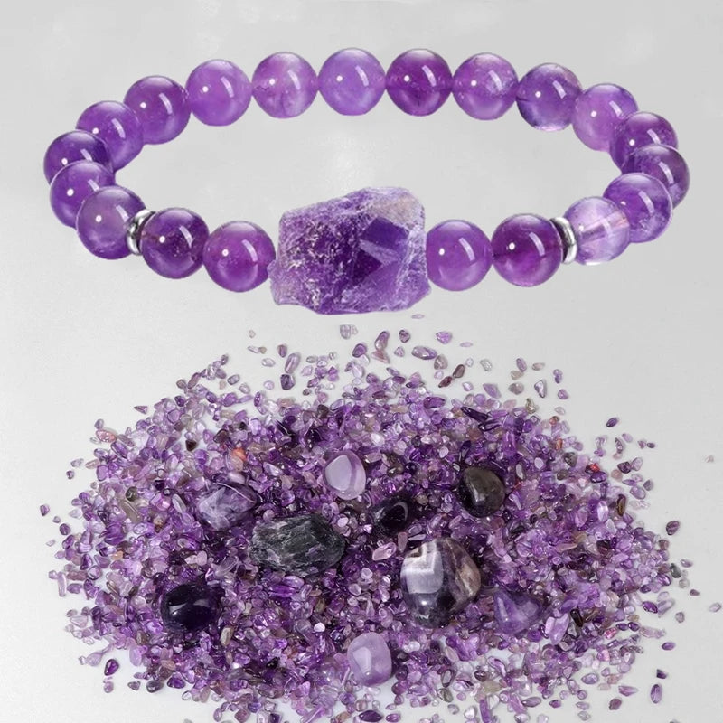 Natural Amethyst Quartz Beaded Bracelet – Wellness & Yoga Jewelry for Women - Image 5