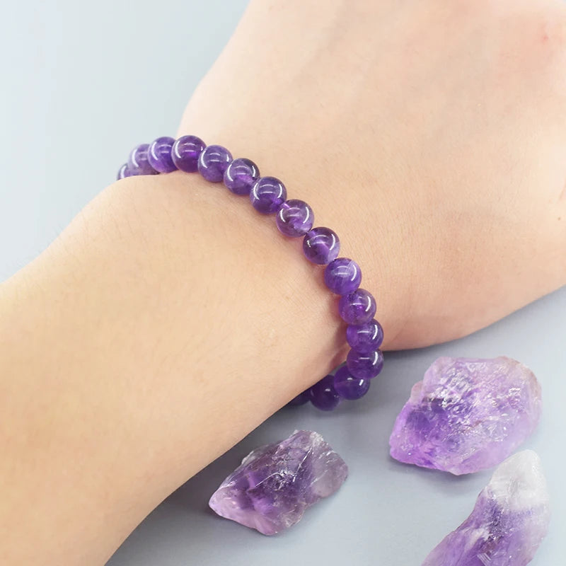 Natural Amethyst Quartz Crystal Bead Bracelet Health Bracelet for Women Weight Loss Fatigue Pressure Fatigue Relief Yoga Jewelry - Image 5