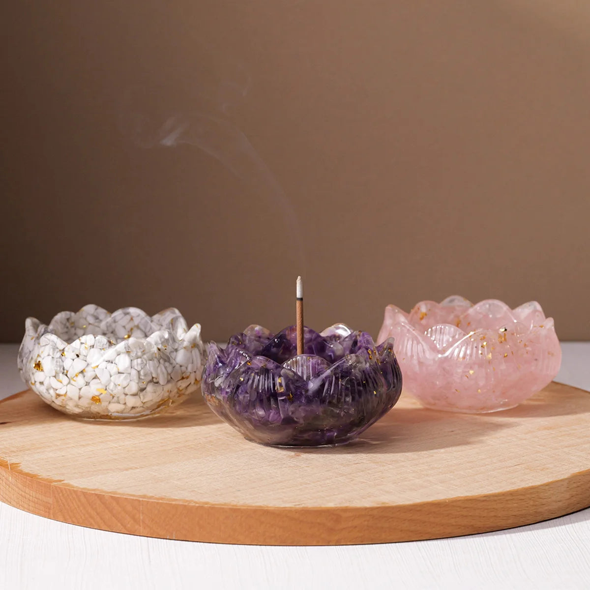Natural Crystal Dropper Resin Cornucopia Gift Set – Reiki Candle Base & Aromatherapy Healing Decoration - Image 5