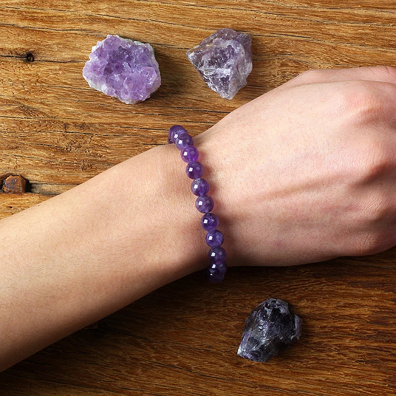 Genuine Amethyst Natural Crystal Bracelet – Real Stone Beads for Women’s Healing & Energy Balance - Image 2