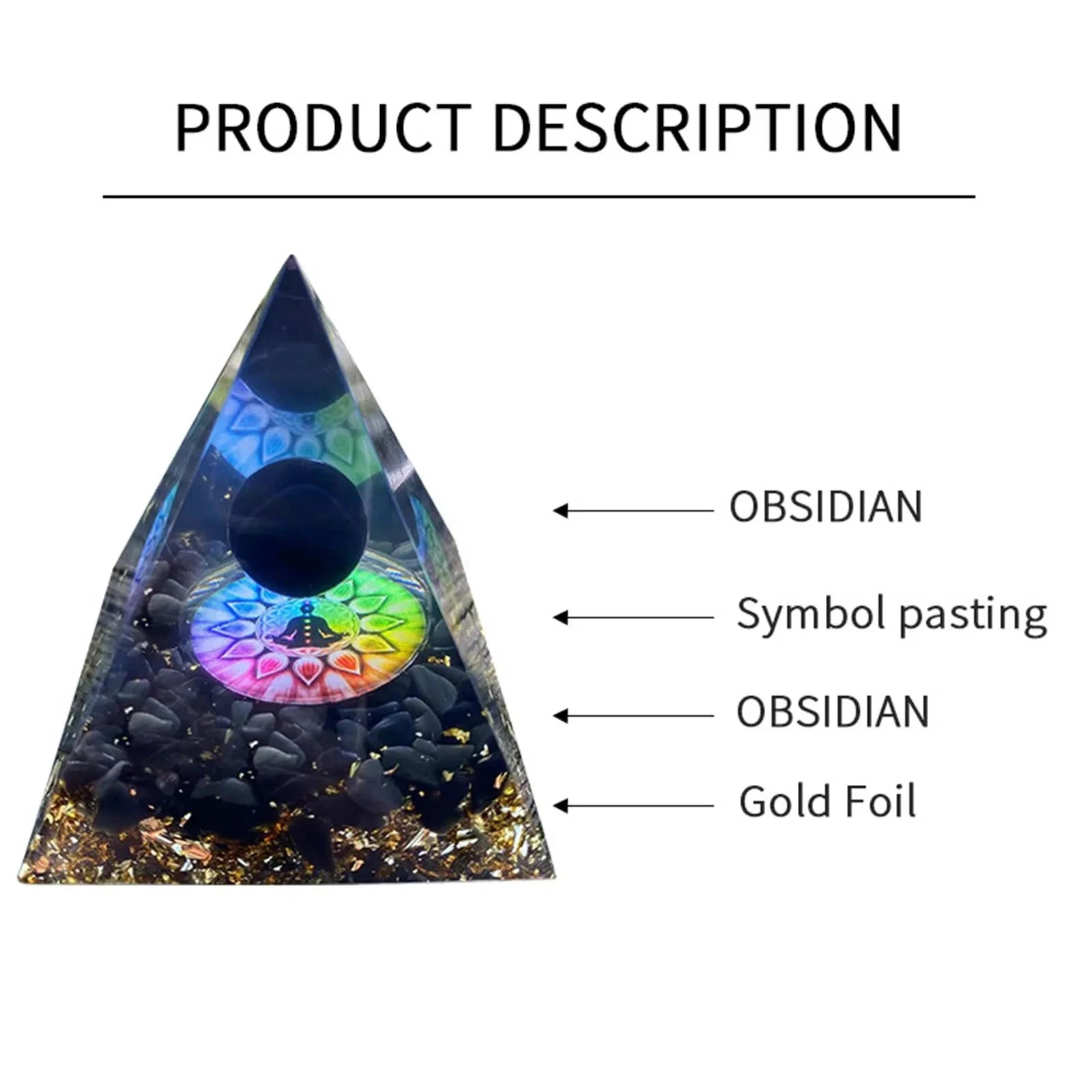 Crystal Stone Orgone Pyramid – Energy Generator with Natural Amethyst & Peridot for Reiki, Chakra & Room Decor - Image 5
