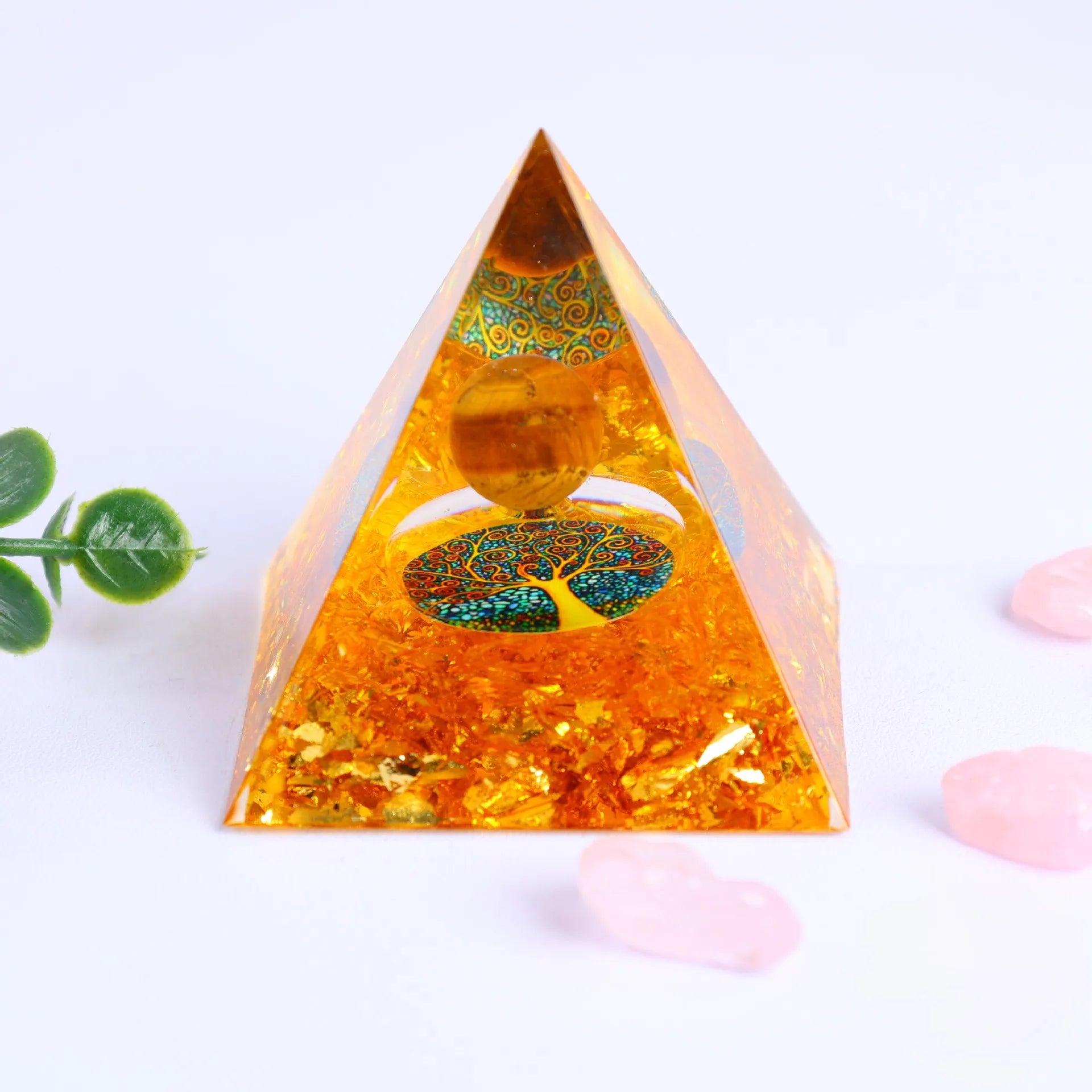 Crystal Stone Orgone Pyramid – Energy Generator with Natural Amethyst & Peridot for Reiki, Chakra & Room Decor - Image 14