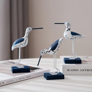 3pcs Wooden Seagull Figurine Set – Nautical Coastal Ornaments for Beach-Themed Home & Garden Decor
