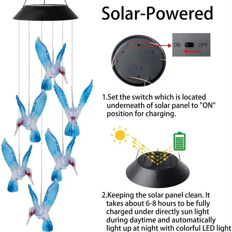 1 Set Blue Wind Chimes with Solar Power - Image 2