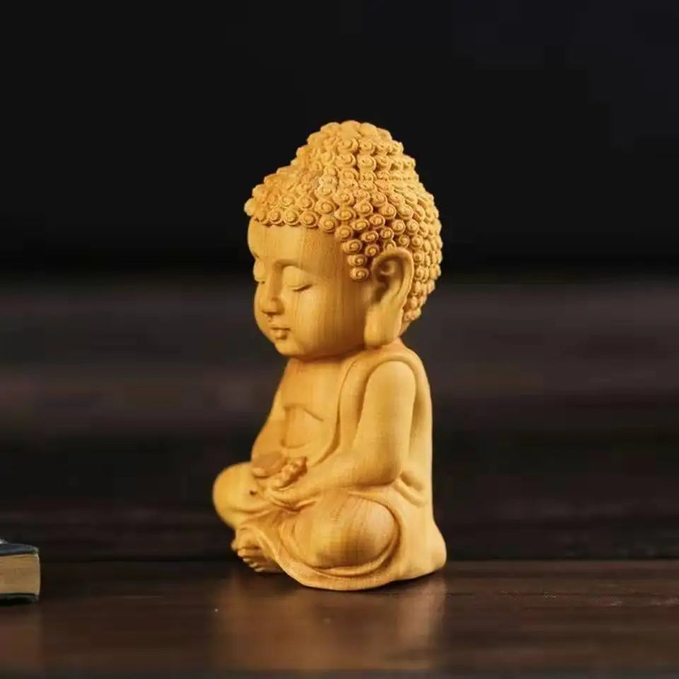 Miniature Woodcarving Baby Buddha Interior Accessories - Image 4