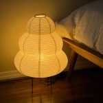 Japanese Style LED Rice Paper Desk Lamp with Tricolor Dimming