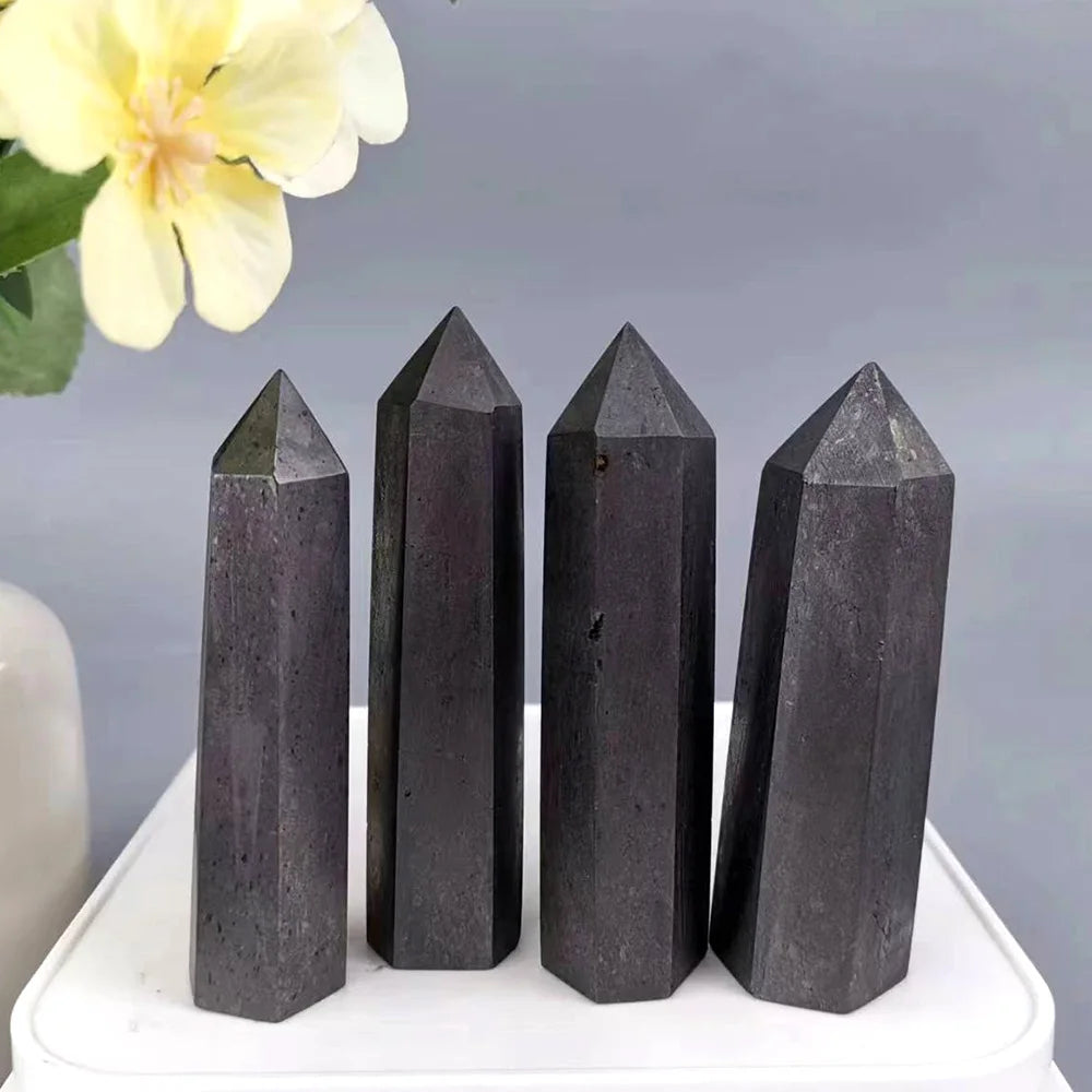 1PC Natural Schungite Tower – Black Shungite Crystal Wand for Energy Healing, Reiki & Meditation - Image 5