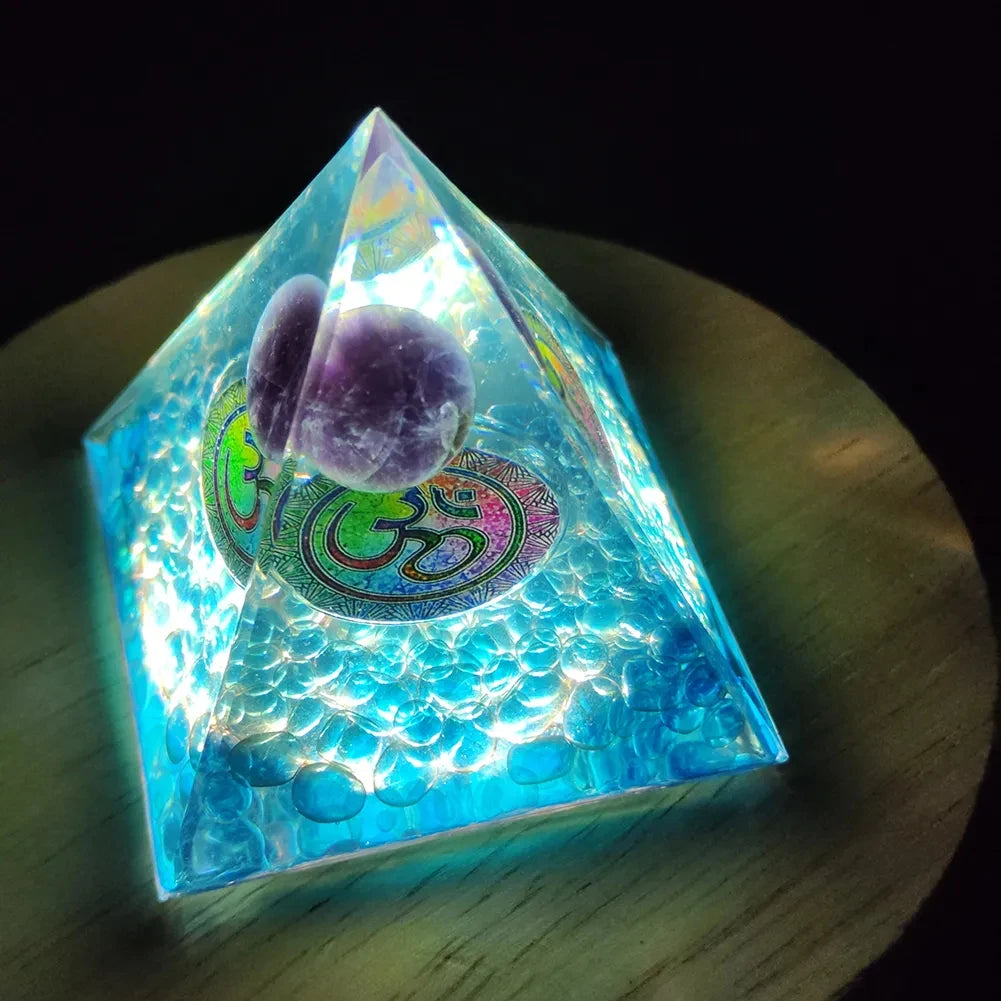 Crystal Stone Orgone Pyramid – Energy Generator with Natural Amethyst & Peridot for Reiki, Chakra & Room Decor - Image 34