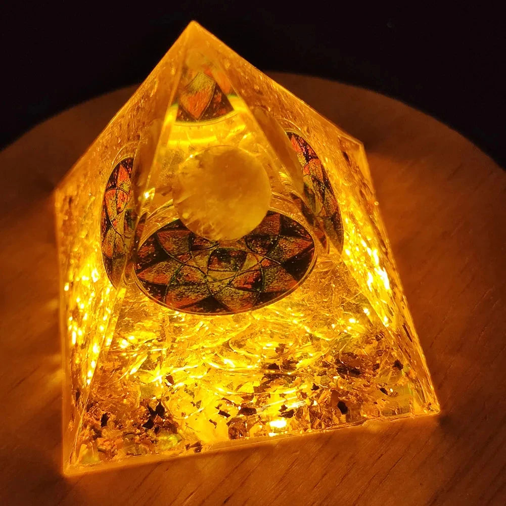 Crystal Stone Orgone Pyramid – Energy Generator with Natural Amethyst & Peridot for Reiki, Chakra & Room Decor - Image 28