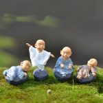 4-Piece Kawaii Chinese Buddhist Monks Figurine Set