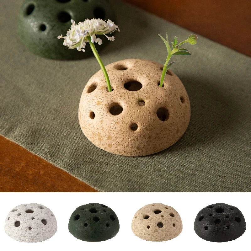Creative Lotus Seedpod Ceramic Vase for Zen Tea Table - Image 3