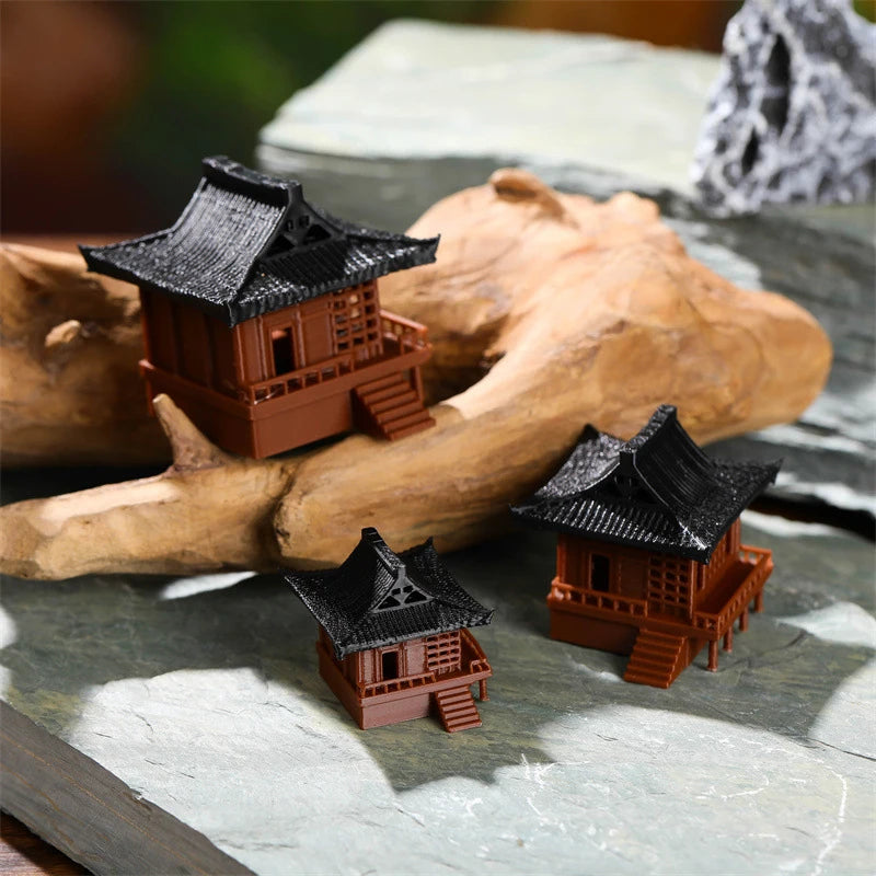 Chinese Classical Architecture Min Pavilion Ornament – Zen Micro Landscape Decor for Fish Tank & Desktop Display - Image 2